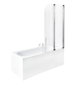 Paravan cada Besco Ambition 2  doua elemente mobile  80 5x140cm  sticla transparenta 4 mm  profil crom