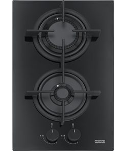 Plita gaz incorporabila Franke Crystal Black FHCR 302 2G HE BK C cu 2 arzatoare 310x510mm gratare fonta