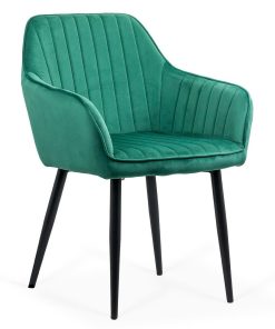 Scaun living din catifea cu picioare metalice negre BUC 259 verde