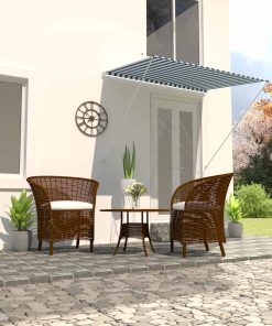 vidaXL Copertină retractabilă, albastru și alb, 200 x 150 cm