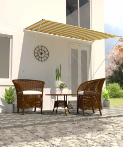 vidaXL Copertină retractabilă, galben și alb, 250 x 150 cm