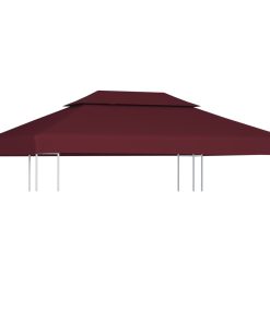 vidaXL Acoperiș de pavilion, 2 niveluri, roșu bordo, 4x3 m, 310 g/m²