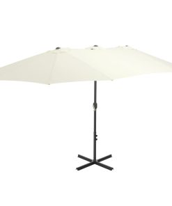 vidaXL Umbrelă soare exterior, stâlp aluminiu, nisipiu, 460 x 270 cm