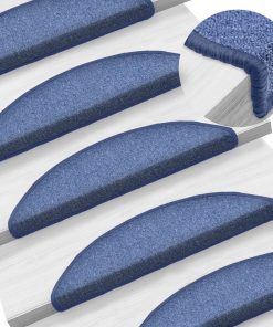 vidaXL Covorașe pentru trepte scară, 15 buc., albastru, 56x17x3 cm