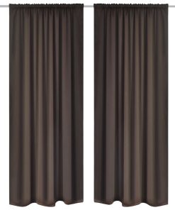 Draperii opace cu rejansă, 2 buc., maro, 135 x 245 cm