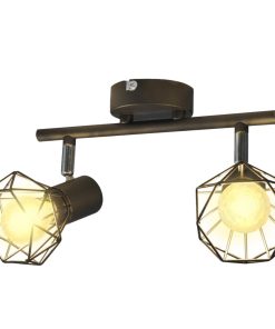 Aplice perete cadru sârmă, stil industrial, negru, 2 becuri LED