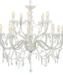 vidaXL Candelabru cu 2 rânduri, alb, becuri 15 x E14