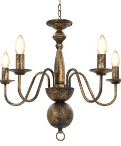 vidaXL Candelabru antichizat, negru, 5 becuri E14