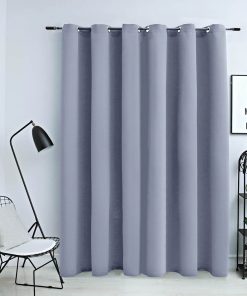 vidaXL Draperie opacă cu inele metalice, gri, 290 x 245 cm