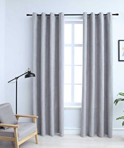 vidaXL Draperii opace cu inele metalice, 2 buc., gri, 140 x 245 cm