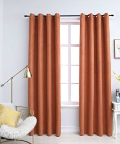 vidaXL Draperii opace cu inele metalice, 2 buc, ruginiu, 140x245 cm