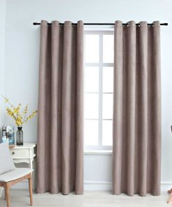 vidaXL Draperii opace cu inele metalice, 2 buc., gri taupe, 140x245 cm