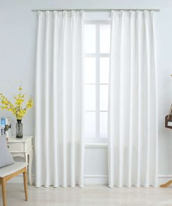 vidaXL Draperii opace cu cârlige, 2 buc., ivoriu, 140 x 245 cm
