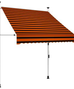 vidaXL Copertină retractabilă manual, portocaliu și maro, 150 cm