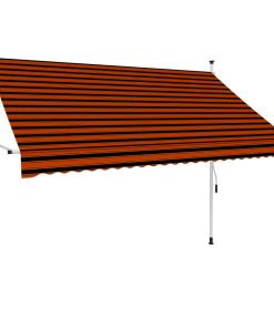 vidaXL Copertină retractabilă manual, portocaliu și maro, 250 cm