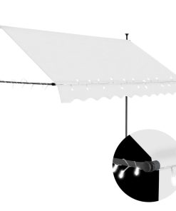 vidaXL Copertină retractabilă manual cu LED, crem, 250 cm