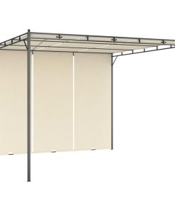 vidaXL Pavilion de grădină cu perdea laterală, crem, 3x3x2,25 m