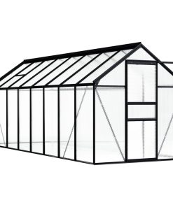 vidaXL Seră, antracit, 9,31 m², aluminiu