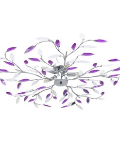 vidaXL Lustră cu brațe tip frunze cristal acrilic violet 5 becuri E14