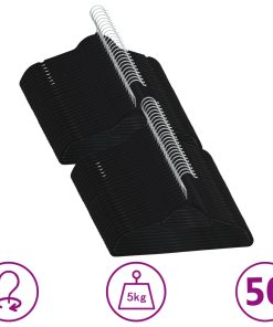 vidaXL Set de umerașe anti-alunecare, 50 buc., negru, catifea