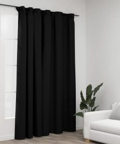 vidaXL Draperie opacă, aspect de in, antracit, 290 x 245 cm, cârlige