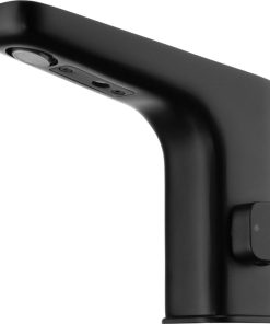 Baterie lavoar negru mat, senzor si control temperatura, 230   6V, Deante Hiacynt