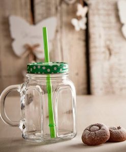 Cana limonada cu pai verde Pasabahce Homemade 450 ml