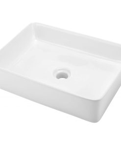 Lavoar pe blat alb lucios 50 cm, dreptunghiular, Deante Hiacynt
