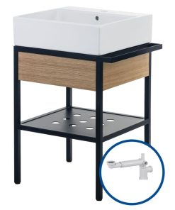 Lavoar baie pe blat si consola sustinere cu sertar, 600x500x140 mm, Deante, Temisto