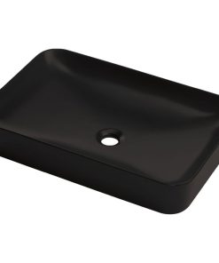 Lavoar pe blat negru mat 60 cm, dreptunghiular, Deante Tess