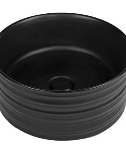 Lavoar pe blat negru mat 41 cm, rotund, ventil inclus, Fluminia My Black Circle