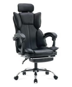 Scaun de birou tapiterie piele eco si suport de picioare OFF 4151 negru
