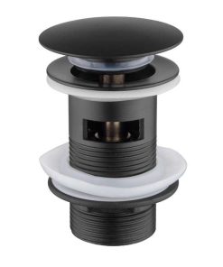 Ventil chiuveta baie cu preaplin, culoare negru, Foglia