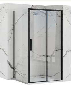 Cabina dus de colt Rea Rapid Slide 100x80 cm Negru Mat