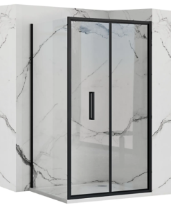 Cabina dus de colt Rea Rapid Fold 80x80cm Negru Mat