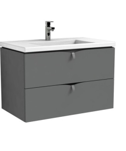 Set mobilier suspendat Oristo Siena gri mat si lavoar marmura Beryl 80 cm