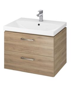 Set dulap baie cu lavoar incastrat Cersanit Lara, 60 cm, nuc