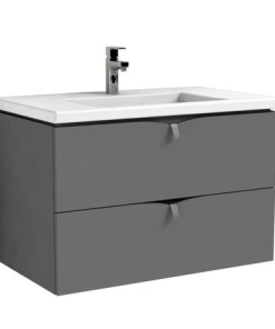 Set mobilier suspendat Oristo Siena gri mat si lavoar marmura Amelia 80 cm