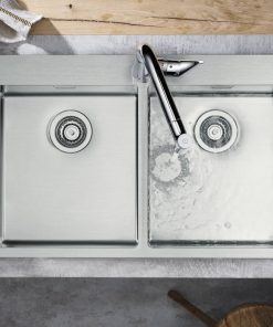 Chiuveta bucatarie Hansgrohe S711-F765 cu 2 cuve 865x500mm inox