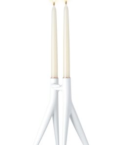 Suport lumanari Kartell Abbracciaio design Philippe Starck & Ambroise Maggiar h 25cm alb mat