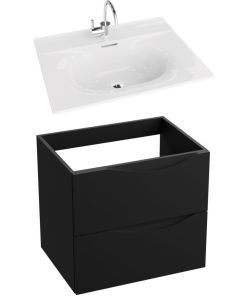 Mobilier suspendat de baie 60 cm cu lavoar incastrat Kolorado Negru Mat