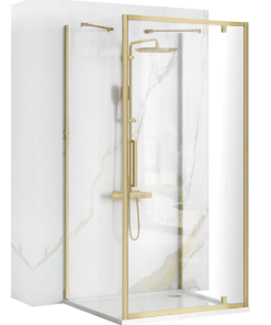 Cabina de dus de colt Rea Rapid Swing 90x80 cm Auriu Periat