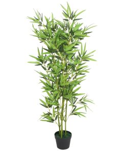 vidaXL Bambus artificial cu ghiveci 120 cm, verde