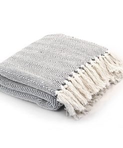 vidaXL Pătură decorativă model spic, bumbac, 160 x 210 cm, gri