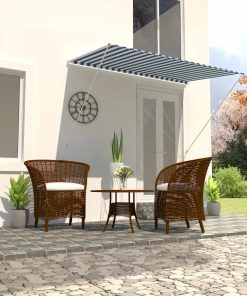 vidaXL Copertină retractabilă, albastru și alb, 250 x 150 cm