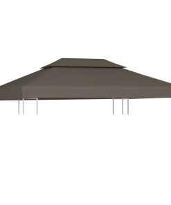 vidaXL Acoperiș de pavilion, 2 niveluri, gri taupe, 4x3 m, 310 g/m²