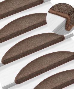 vidaXL Covorașe pentru trepte scară, 15 buc., maro cafeniu, 56x17x3 cm