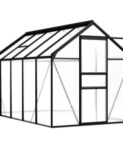 vidaXL Seră, antracit, 5,89 m², aluminiu