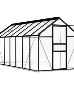 vidaXL Seră cu cadru de bază, antracit, 8,17 m², aluminiu