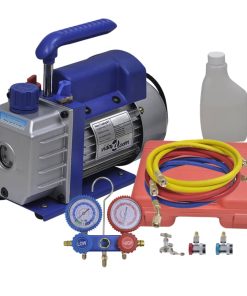vidaXL Pompă de vid cu o etapă, cu set de manometre cu 2 porturi
